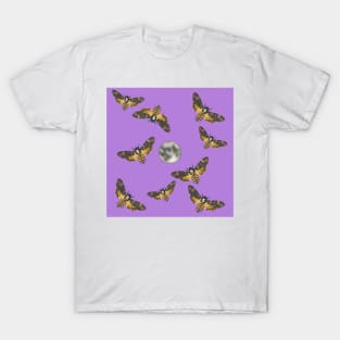 Death's Head Moth and Moons Purple T-Shirt